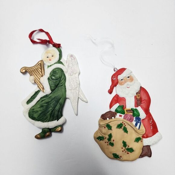 Vintage Ceramic Set of Two Christmas Ornaments - Picture 1 of 5